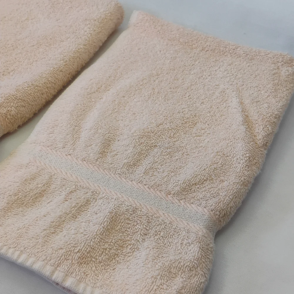 Vintage Set of 2 Jubilee Peach Terry Cloth Hand Towels 100% Cotton Made In USA